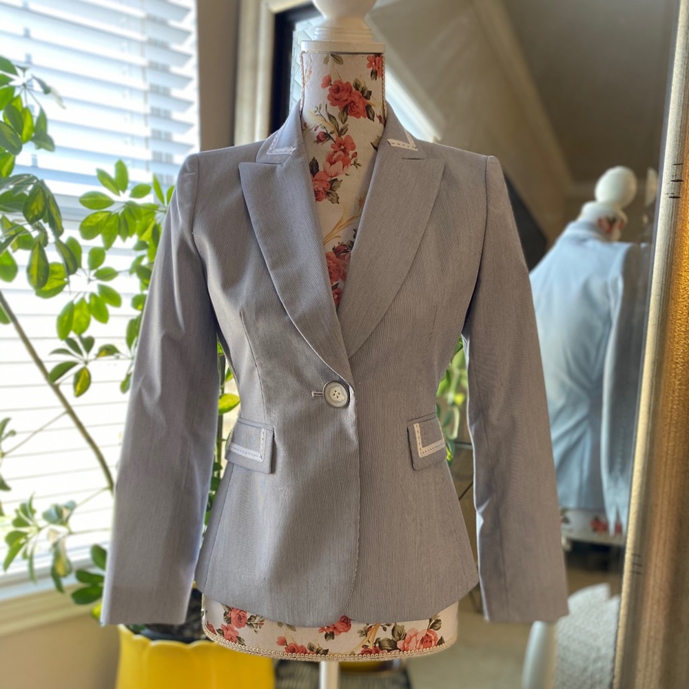 Light blue and white Tahari blazer